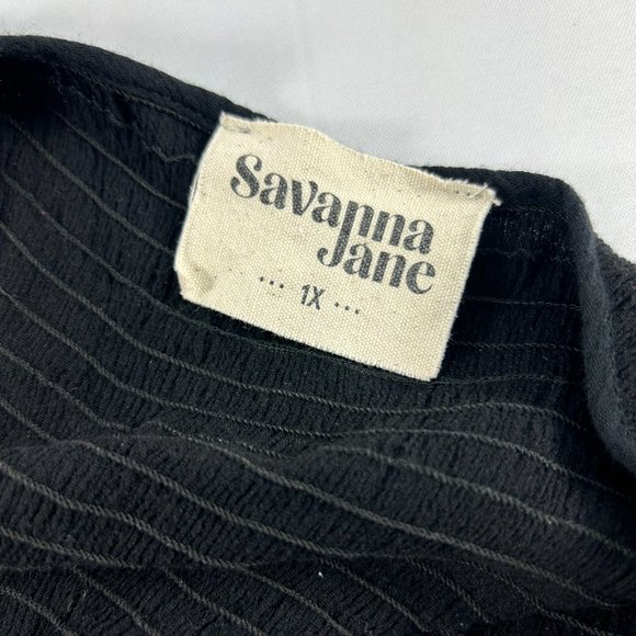 Savanna Jane Womens Dress Size 1X Black Embroidered Long Sleeve Boho Lined Flowy - Picture 3 of 12